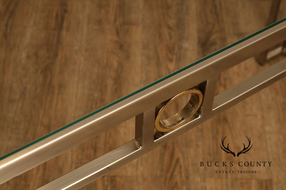 Modern Art Deco Style Glass Top Console Table