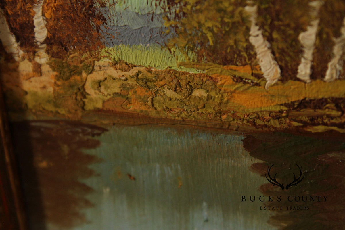 J. Dolan Landscape Oil Painting, Changing Birch Trees