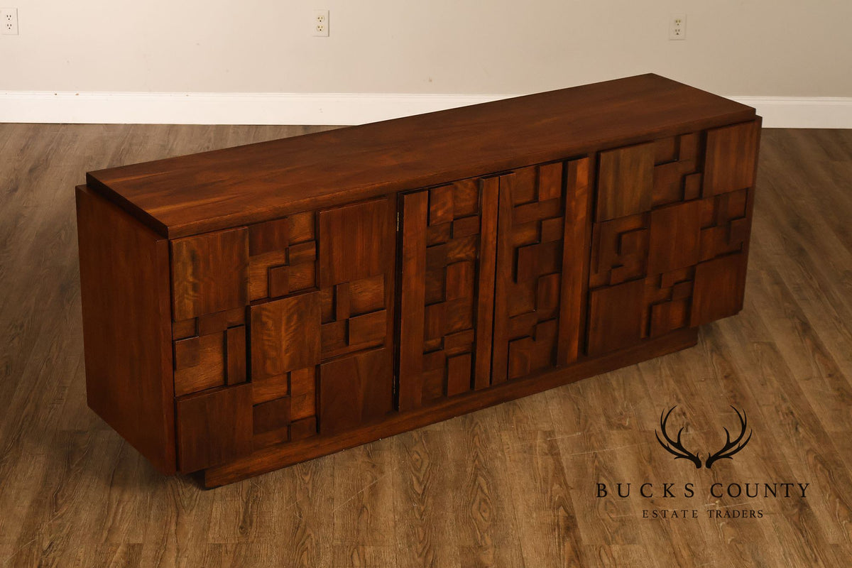 Vintage Lane Mid-Century Modern Brutalist Walnut Dresser