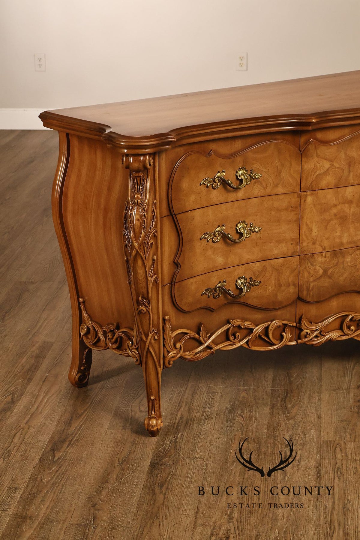 Italian Rococo Style Walnut Triple Chest