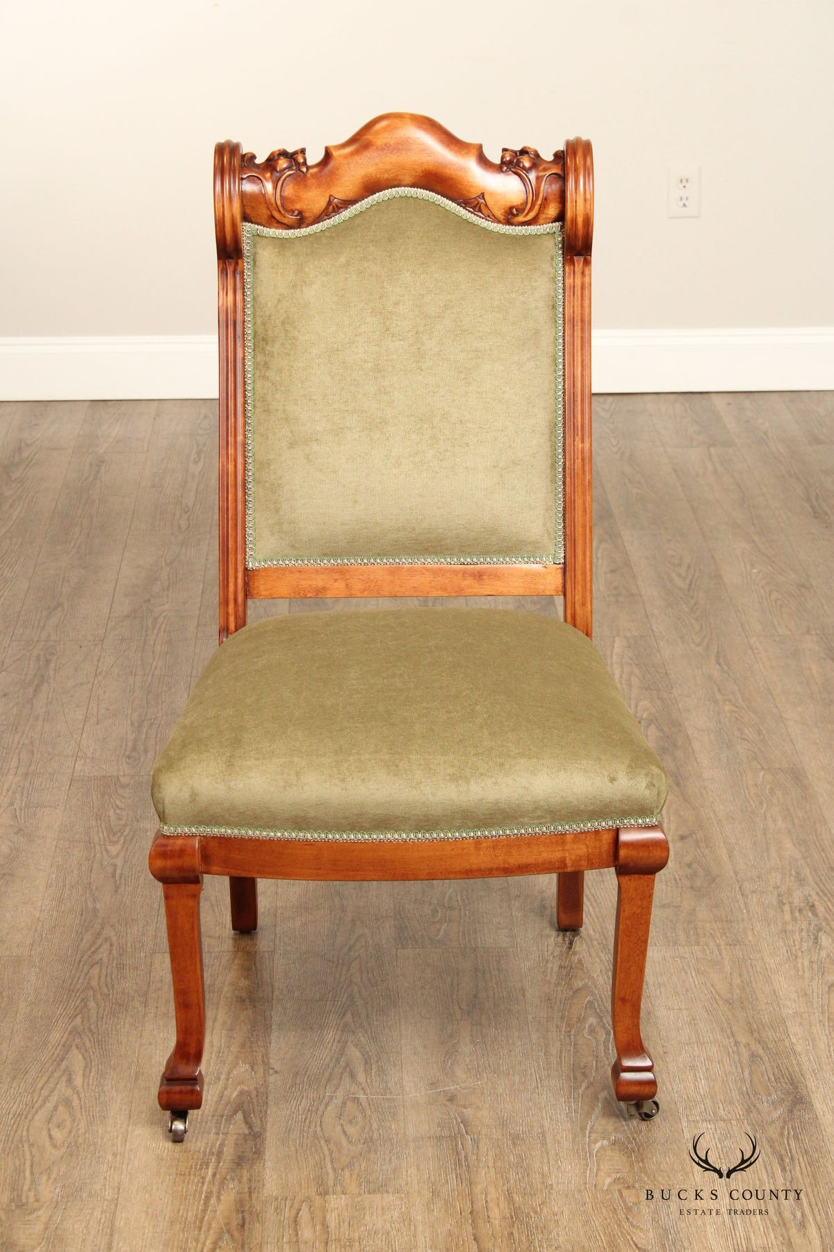 Antique Set Of Two Victorian Lion Carved Side Parlor Chairs