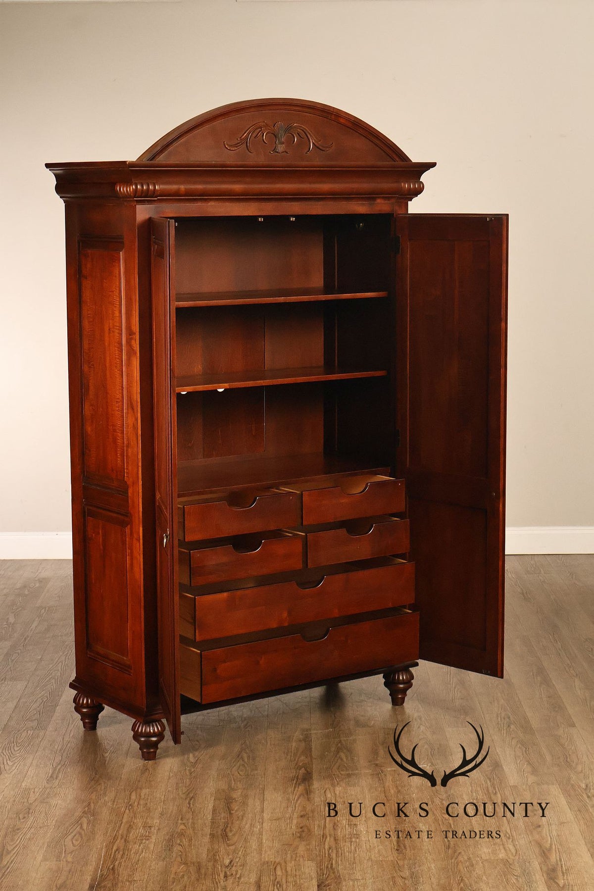 Ethan Allen 'British Classics' Carved Maple And Birch Armoire