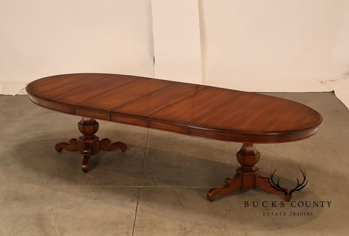 Henredon Oval Double Pedestal Extension Dining Table With Three Leaves
