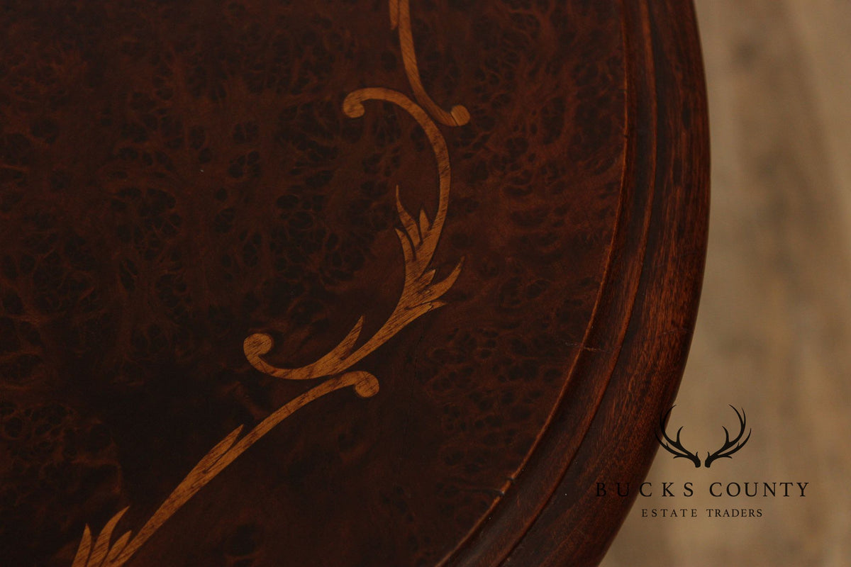Louis XV Style Inlaid Burl Walnut Extendable Dining Table