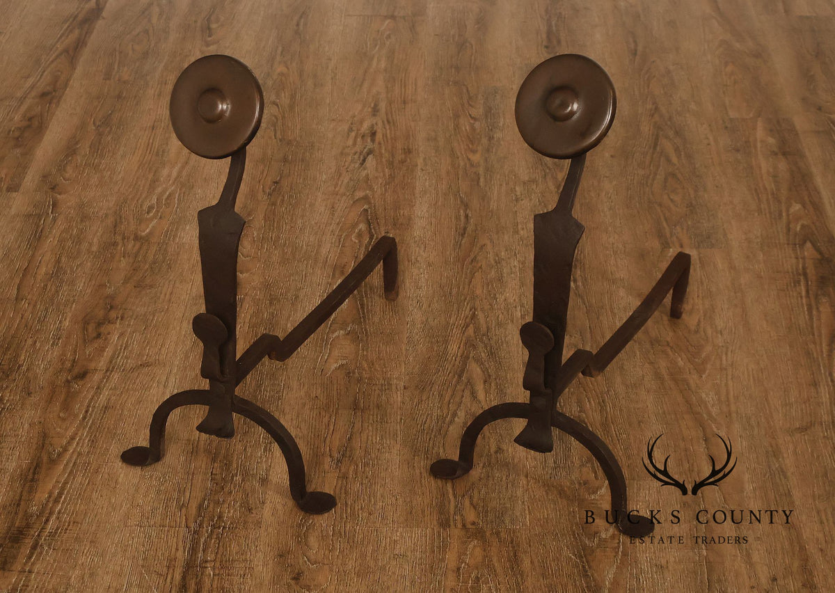 Antique Pair of Fireplace Andirons