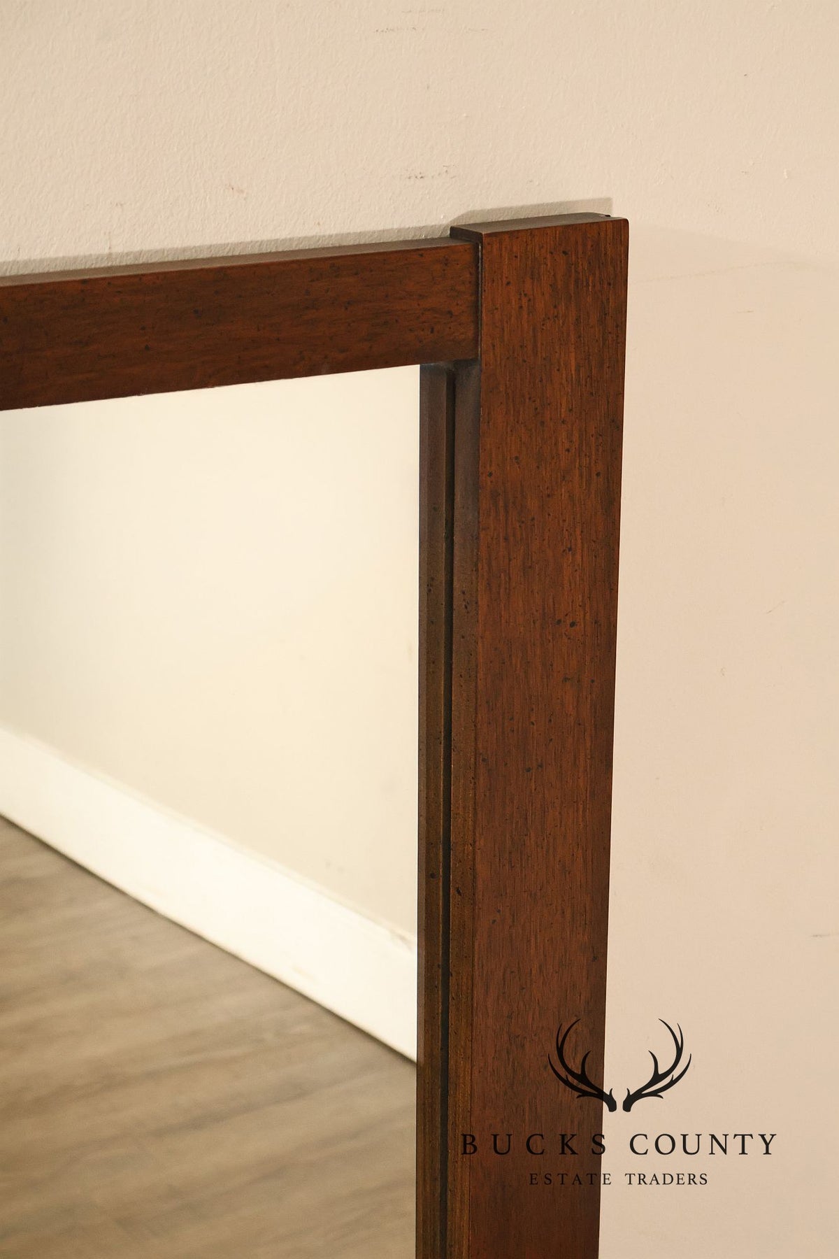 Lane Mid-Century Modern Brutalist Walnut Geometric Wall Mirror