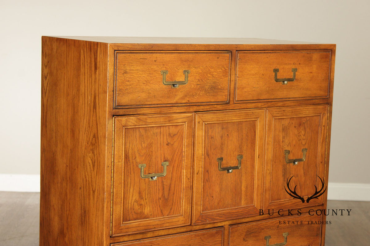Henredon Artefacts Campaign Style Oak Tall Chest