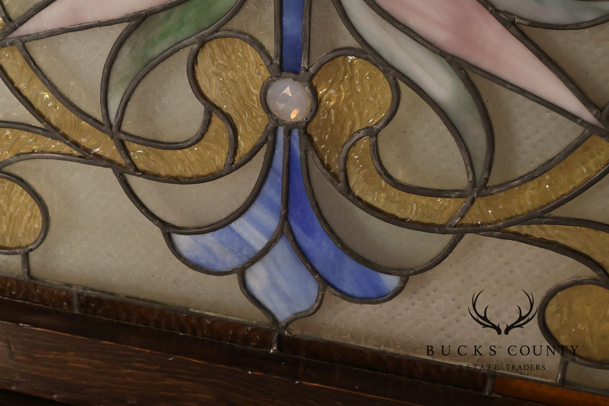 Illuminated Stained Glass Decorative Wall Panel In Wood Frame