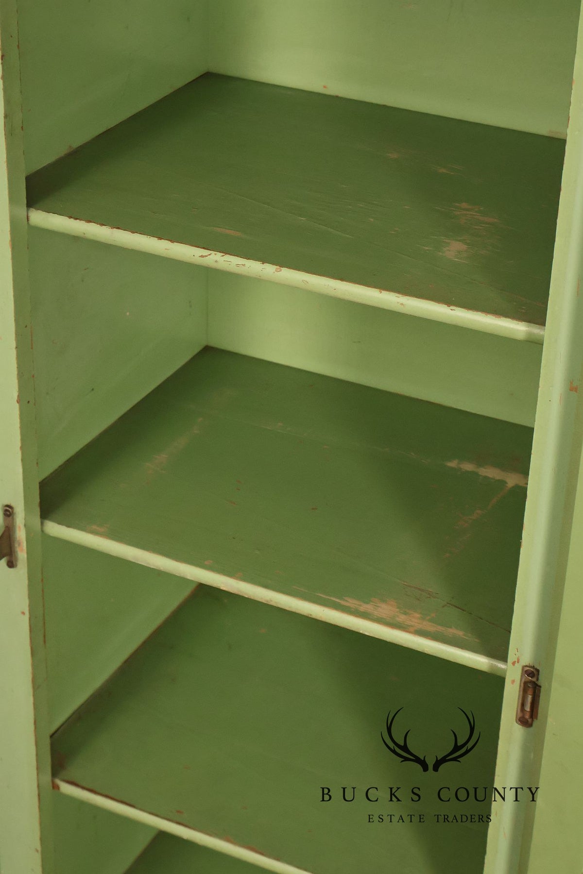 Vintage Painted Green Primitive Tall Storage Chimney Cabinet
