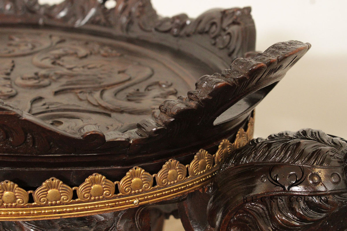 Antique Italian Renaissance Revival Carved Side Table