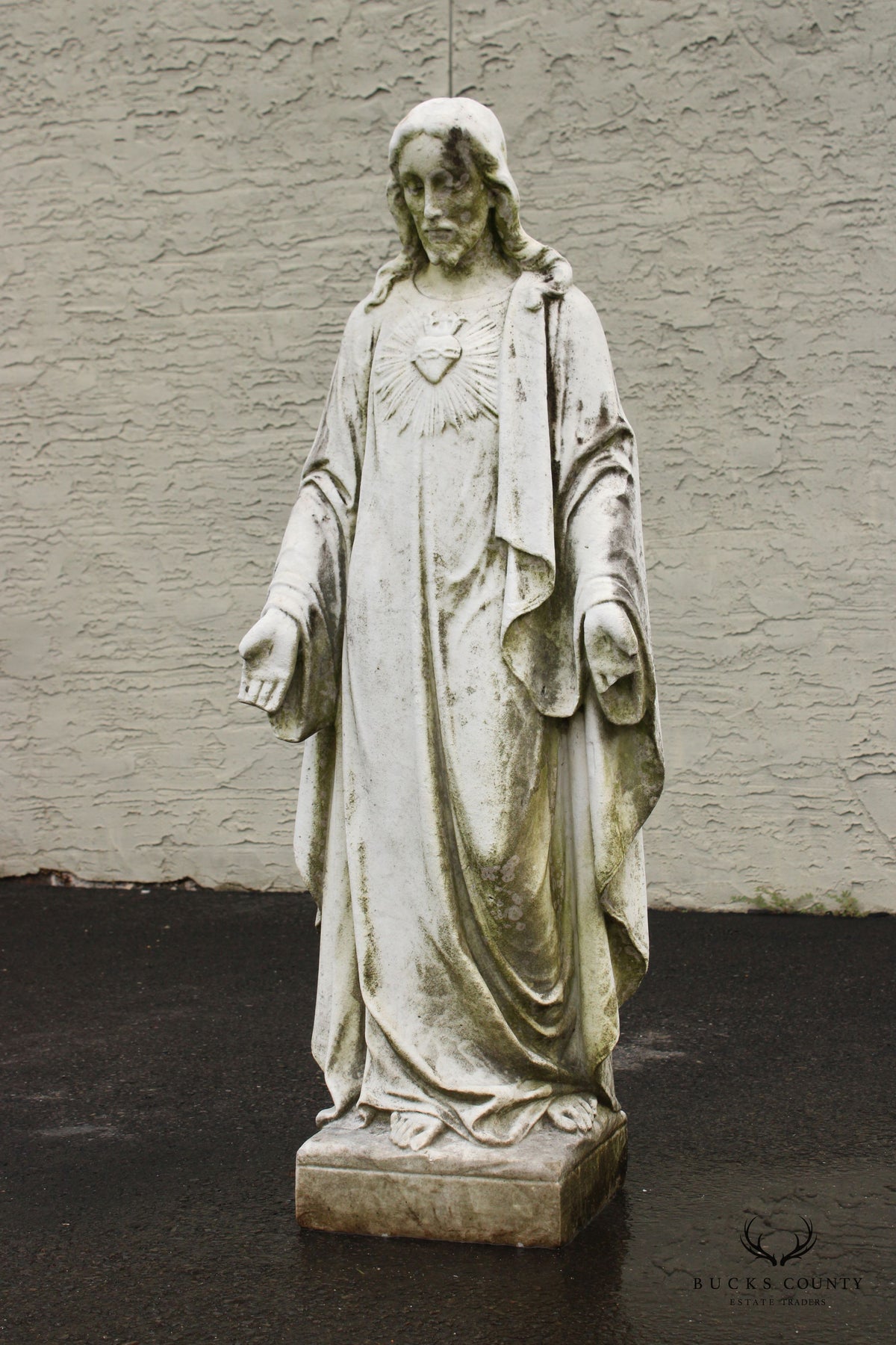 Antique Carved Marble Outdoor Garden Statue Of Jesus