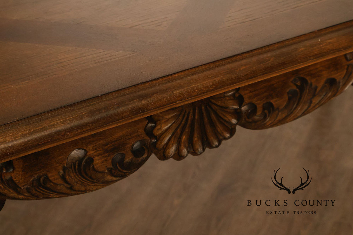 French Country Parquetry Top Expandable Dining Table