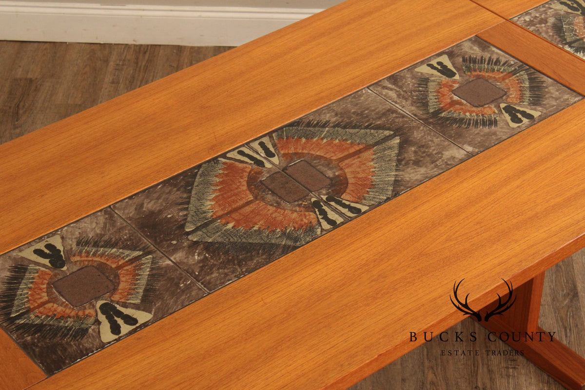 Gangsø Mobler Danish Modern Tile Inset Teak Drop Leaf Dining Table