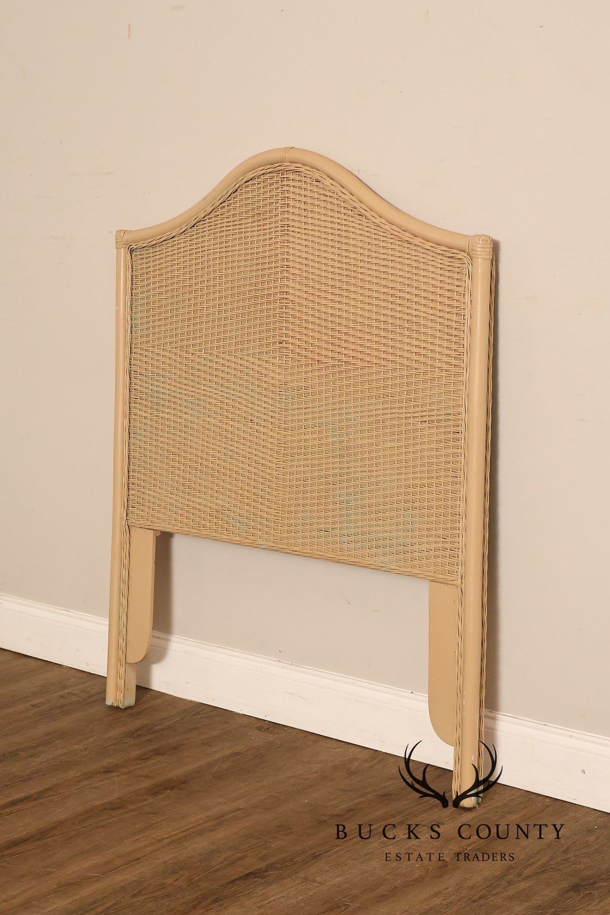 Vintage Coastal Style Pair of Twin Wicker Headboards