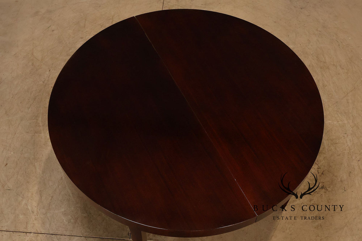 Dunbar Mid Century Modern Round Mahogany Extension Dining Table With Three Leaves