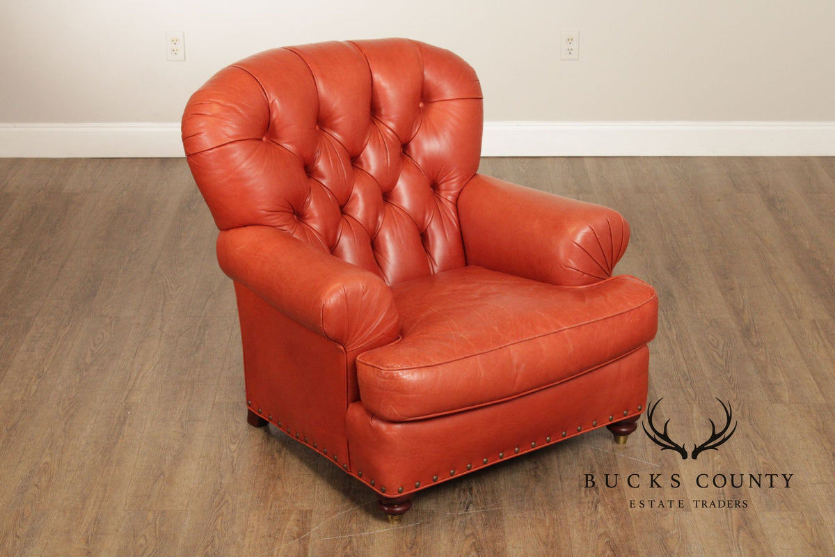 Dapha English Traditional Style Leather Chesterfield Armchair