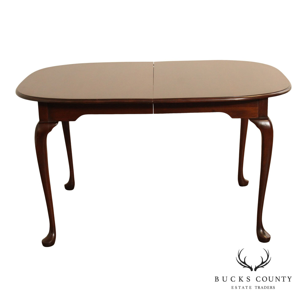 Queen Anne Style Oval Cherry Extension Dining Table With Two Leaves
