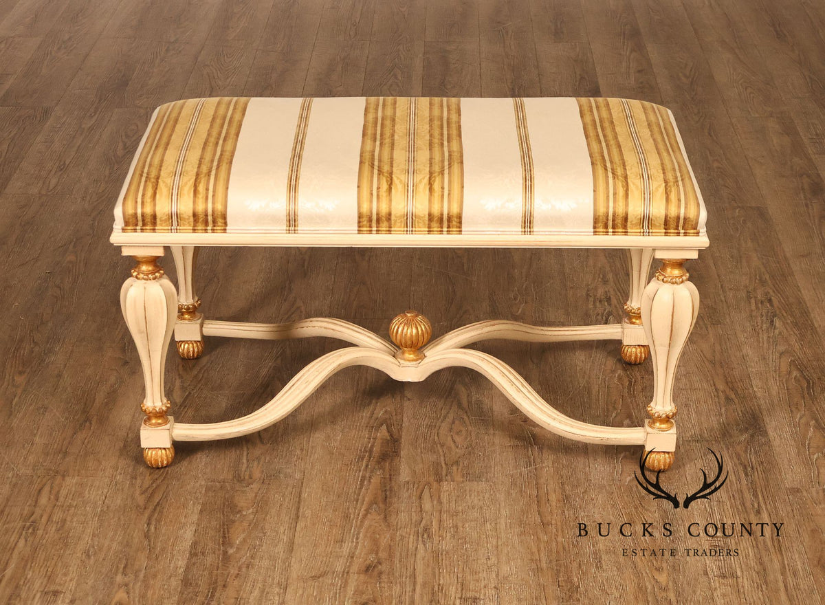 Decorative Crafts Inc. Italian Renaissance Style Partial Giltwood Painted Window Bench