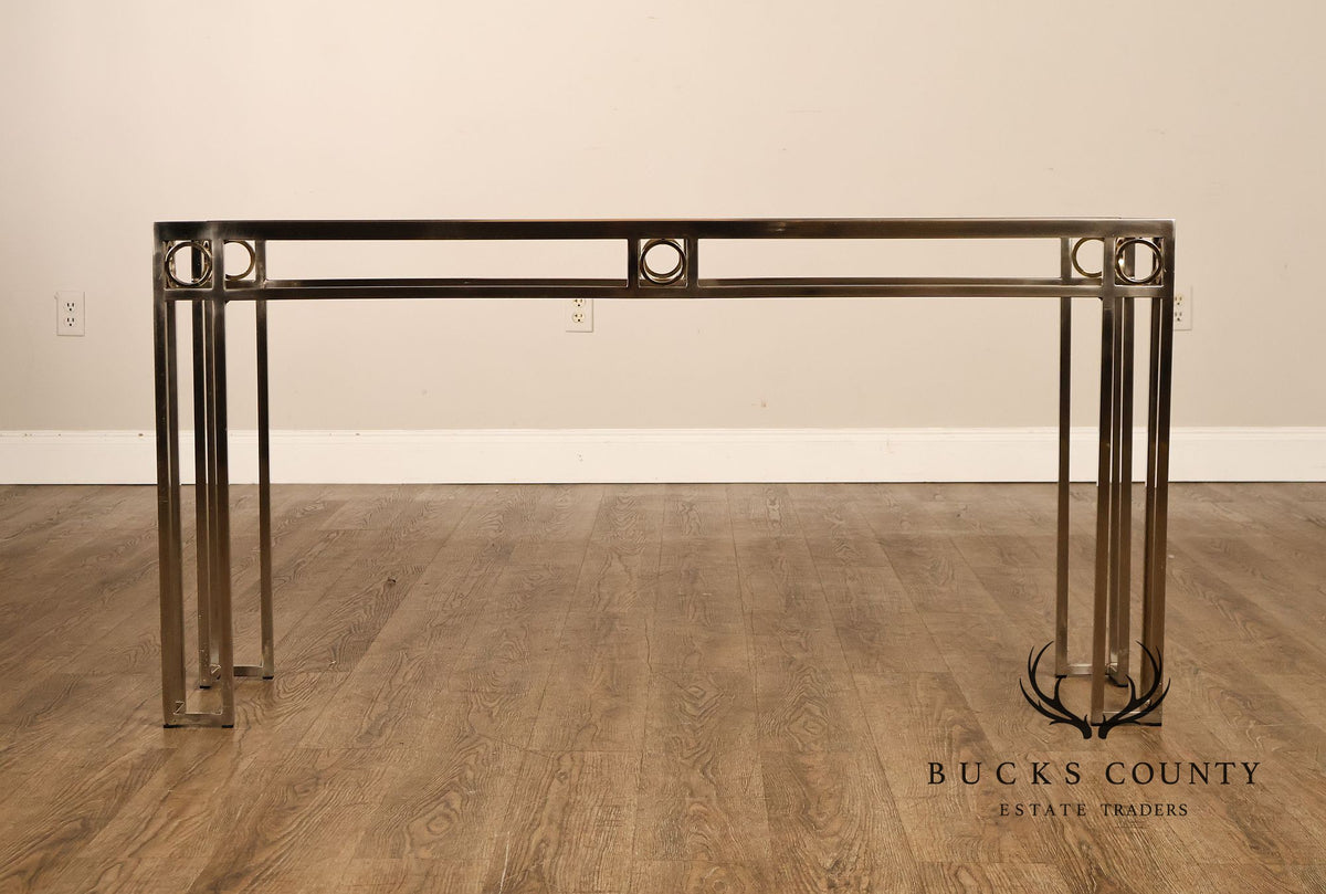 Modern Art Deco Style Glass Top Console Table