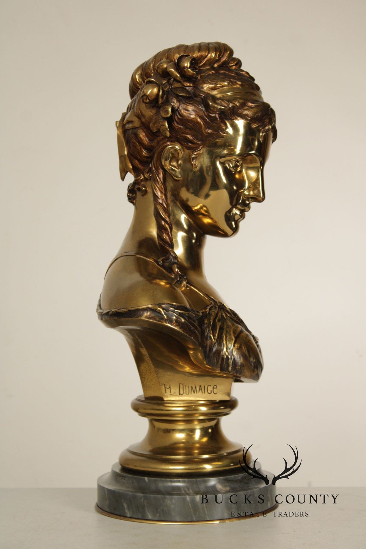 Etienne-Henri Dumaige Gilt Bronze Bust of a Woman