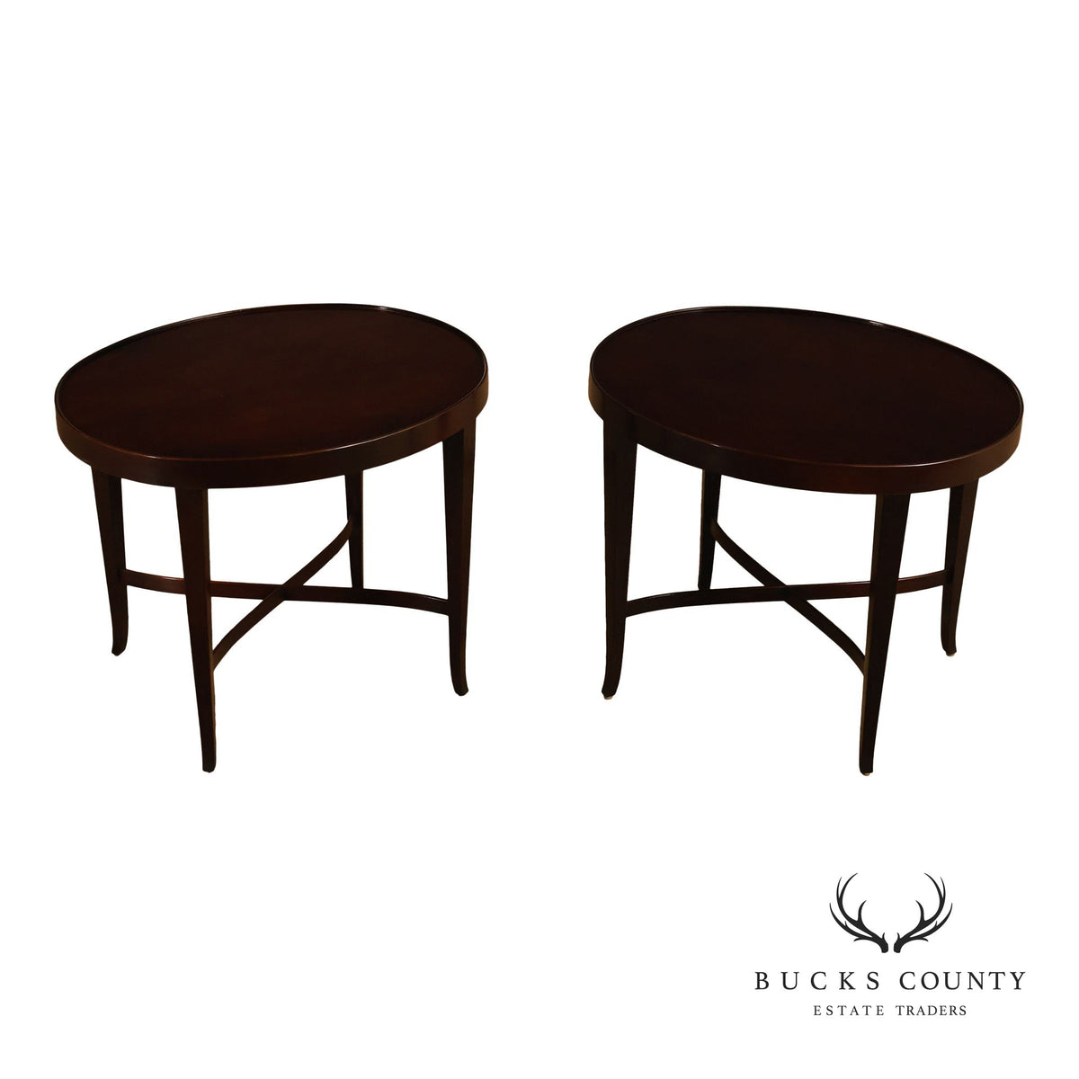 Barbara Barry For Baker Pair of Mahogany Side Tables