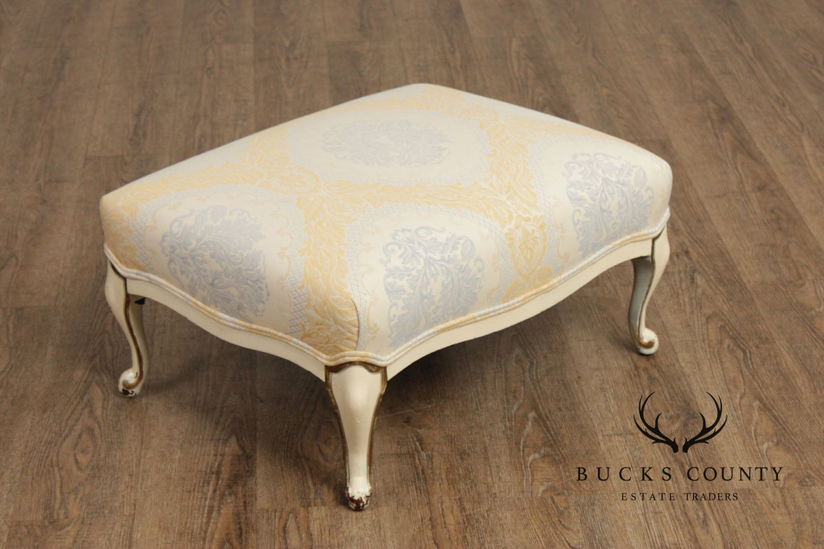 French Provincial Style Barrel Back Caned Lounge Chair and Ottoman