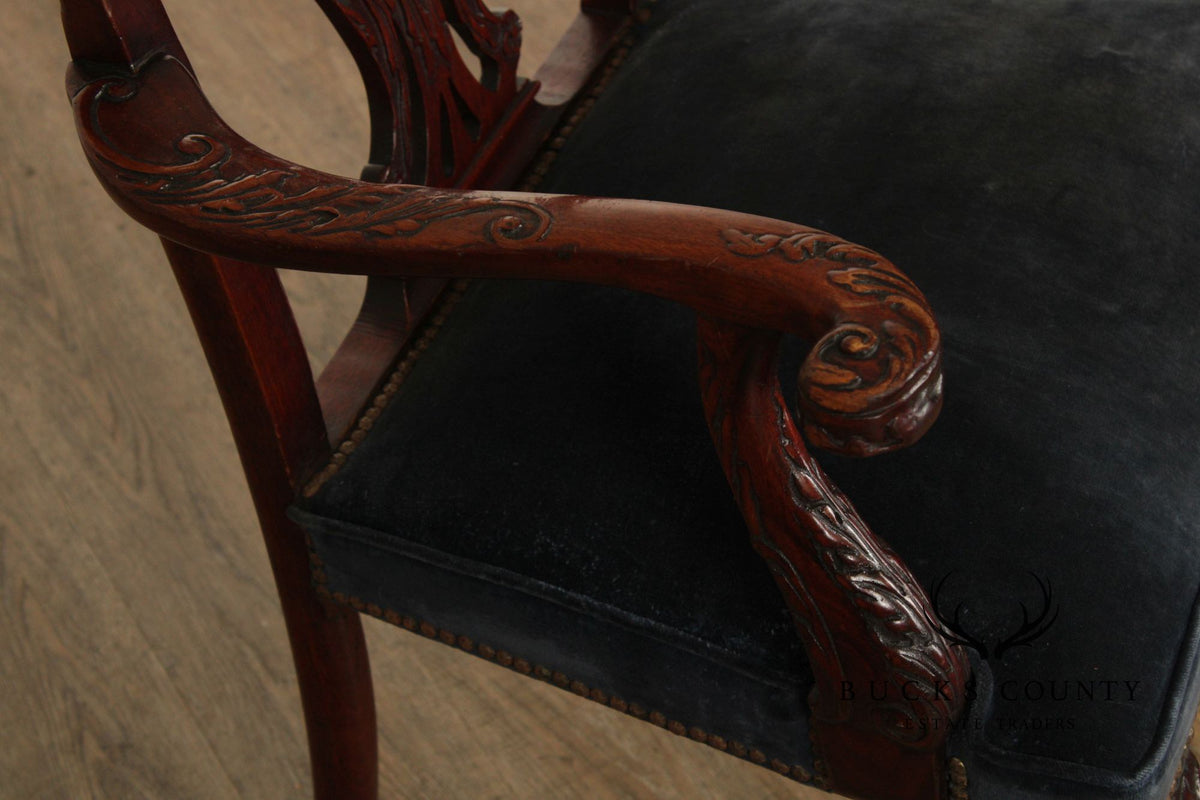 Chippendale Style Carved Mahogany Armchair