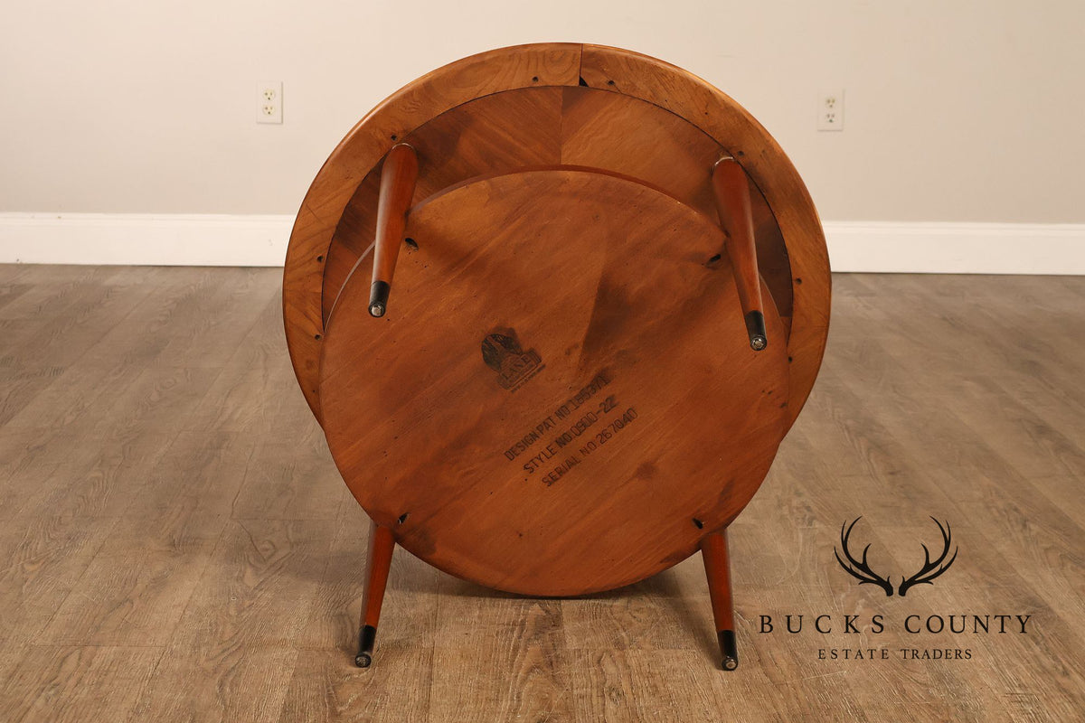 Lane Acclaim Mid Century Modern Walnut And Oak Round Two-Tier Side Table