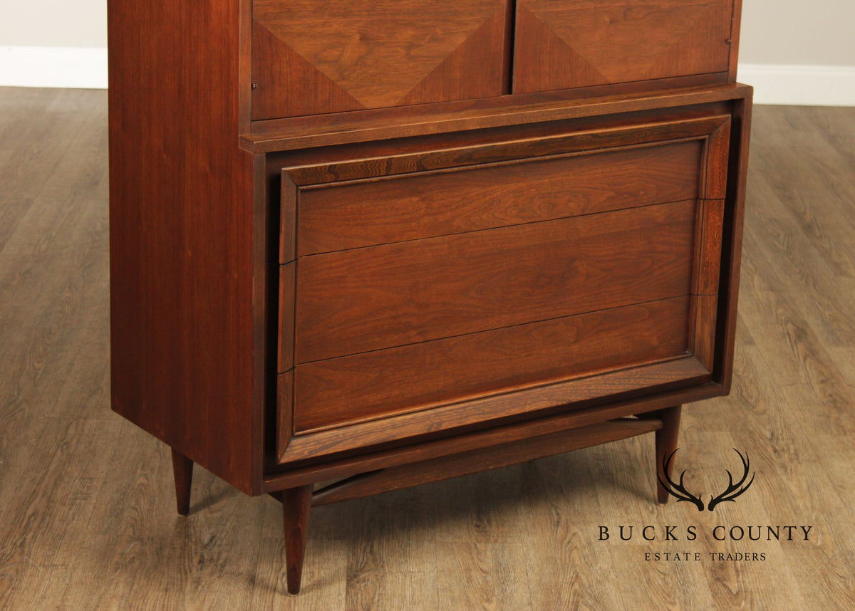 Basic Witz Mid Century Modern Walnut Tall Chest
