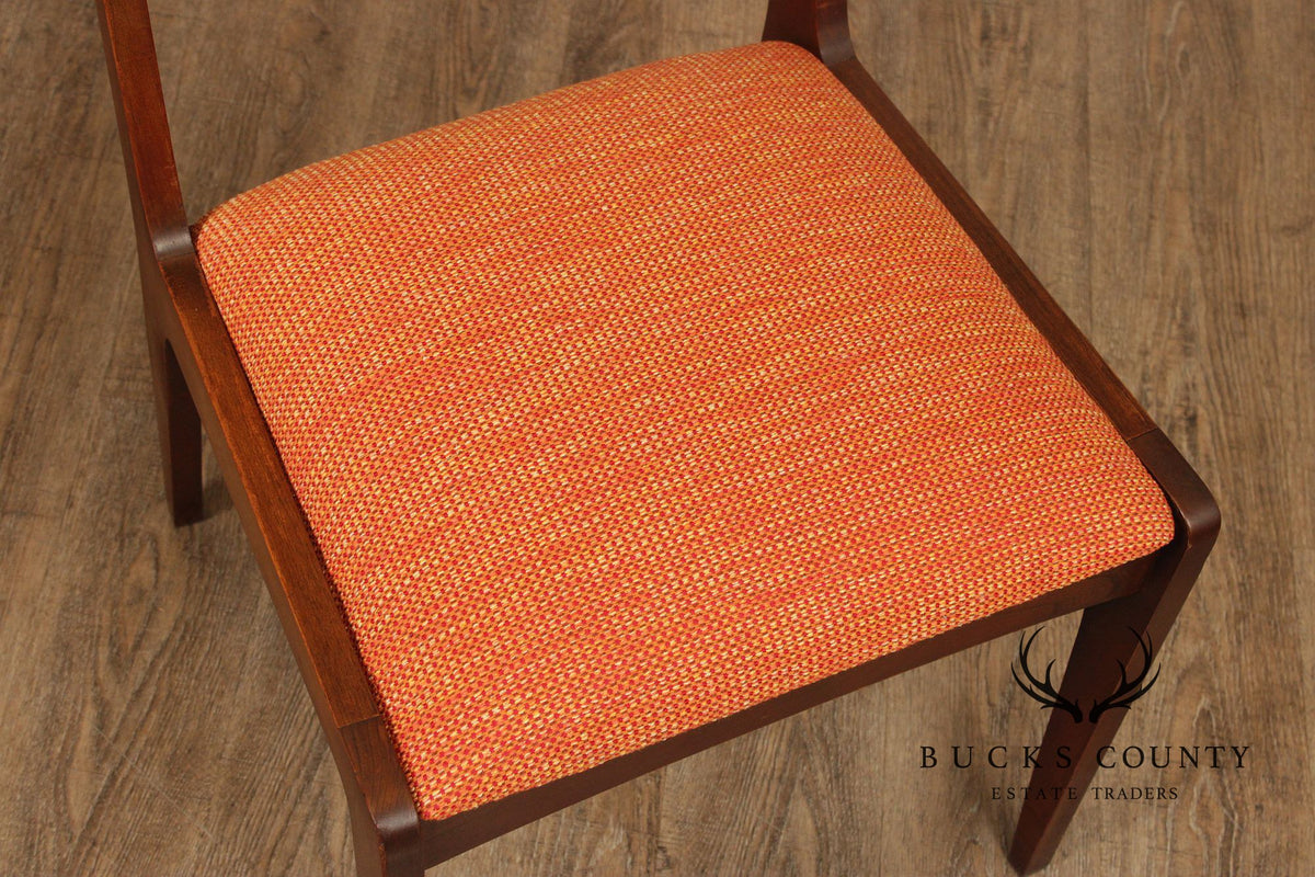 Mid Century Modern Walnut Set Of Four Dining Chairs