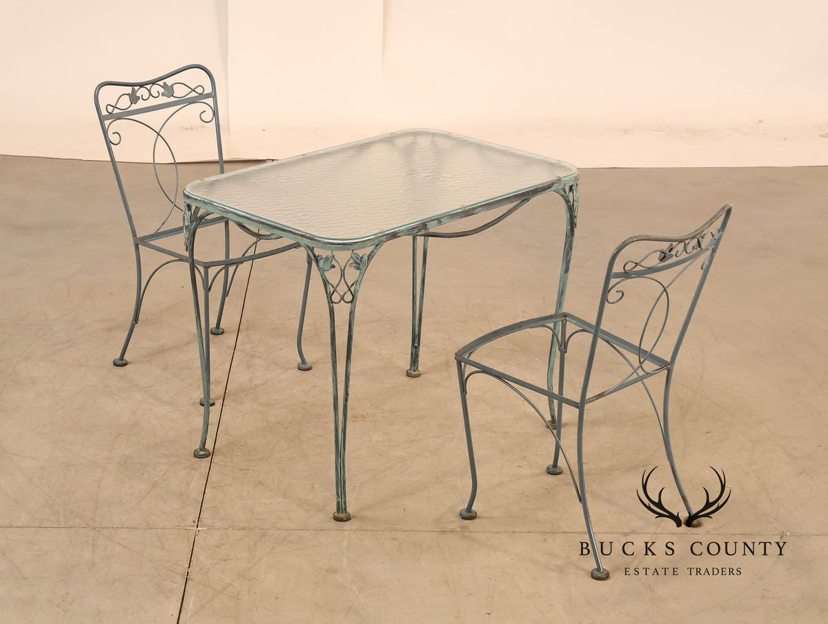 Vintage Ornamental Wrought Iron Three-Piece Patio Bistro Set