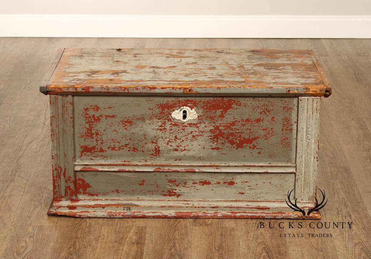 Antique Swedish Painted Pine Blanket Chest