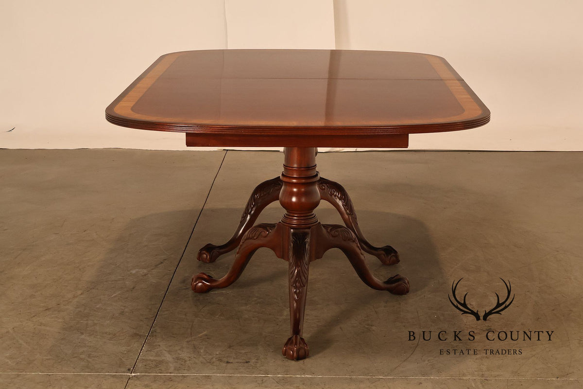 Ethan Allen Georgian Style Double Pedestal Mahogany Dining Table