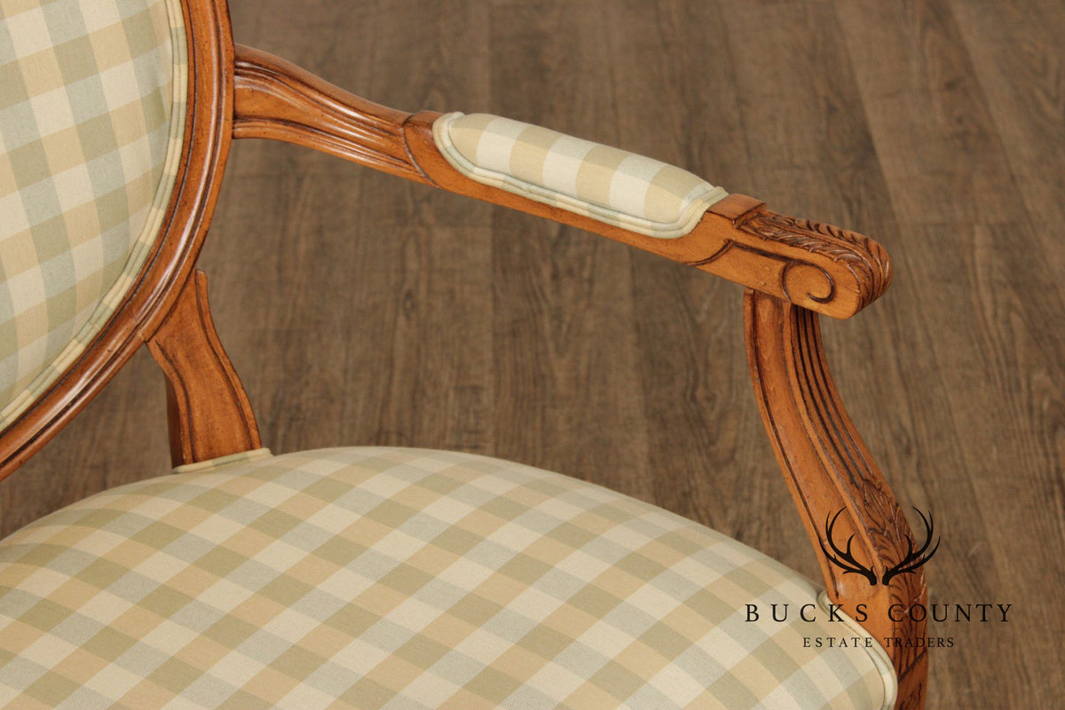 Ethan Allen French Louis XVI Style Pair of Fauteuil Armchairs