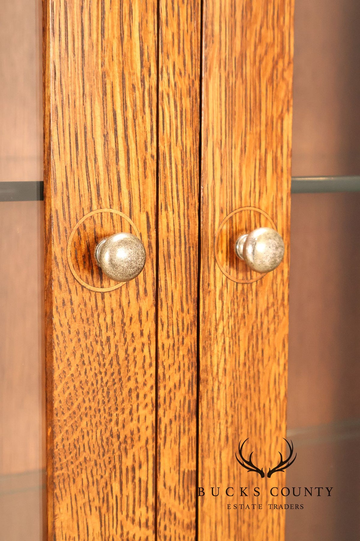 Stickley Mission Collection Oak Harvey Ellis Inlaid China Cabinet