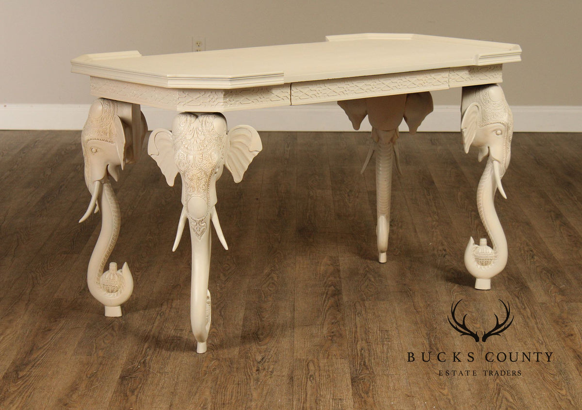 Hollywood Regency Painted Elephant Head Writing Desk