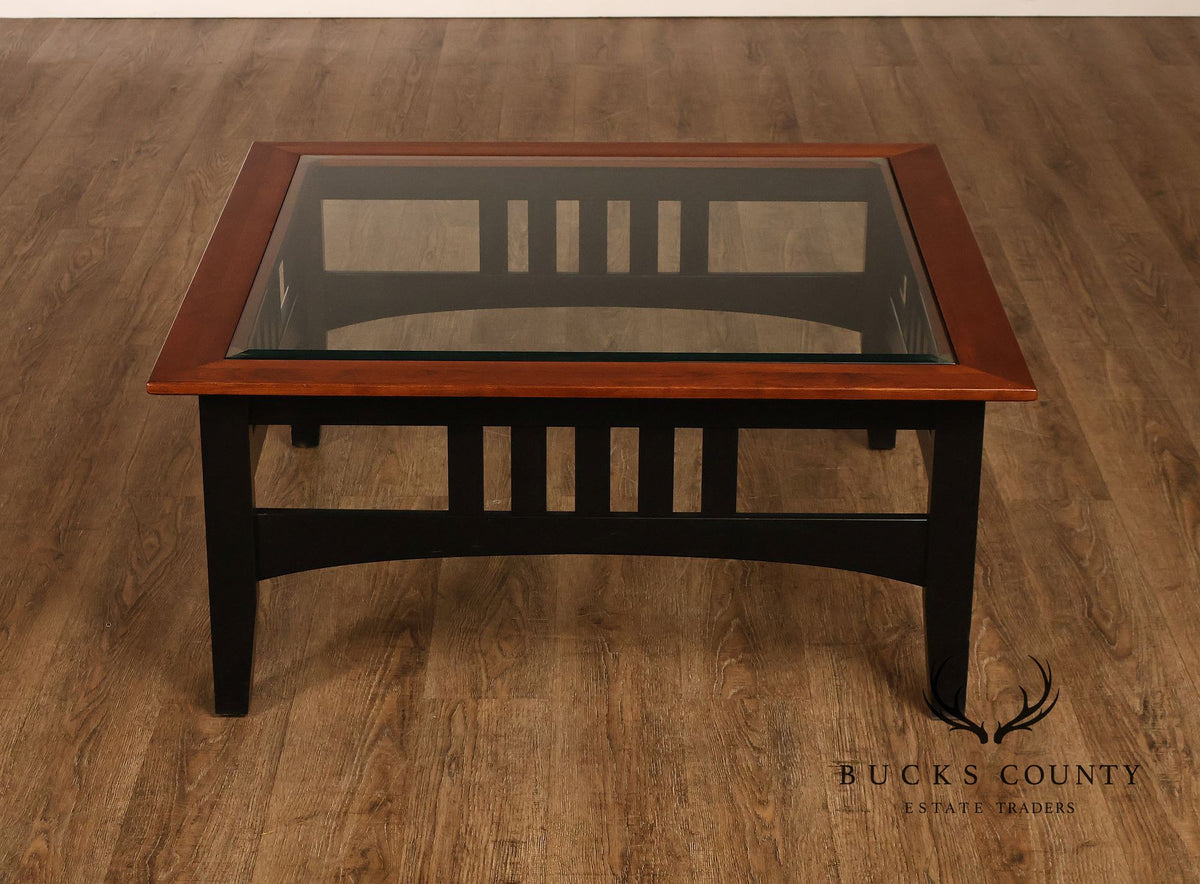 Ethan Allen American Impressions Cherry Glass Top Coffee Table