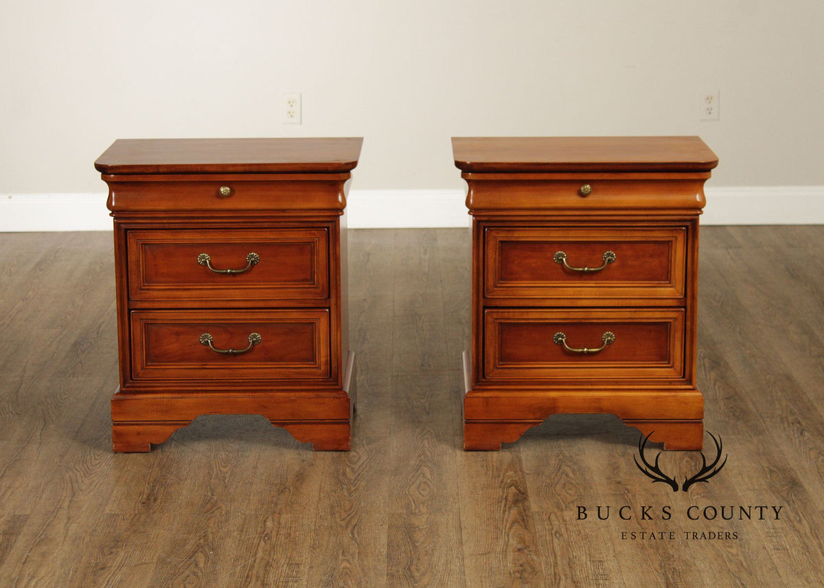 Lexington 'Chez Michelle' Pair Of Cherry Louis Philippe Style Three-Drawer Nightstands
