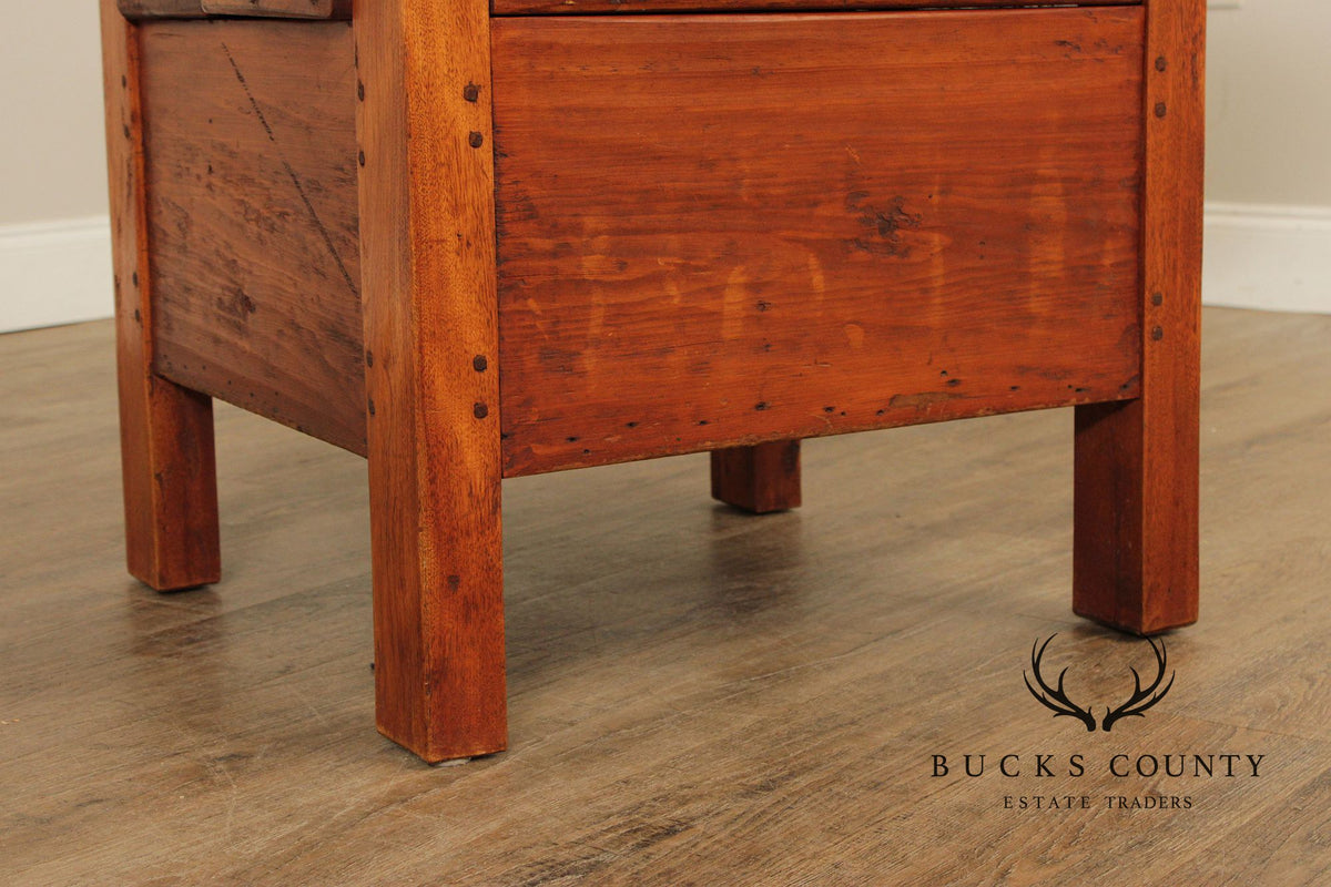 Antique Softwood Round Tilt Top Bench Dining Table