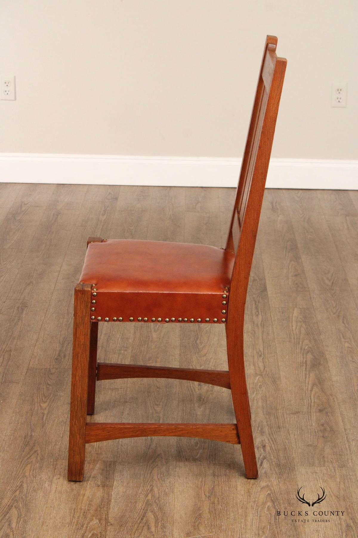 Antique Mission Oak and Leather Side Chair