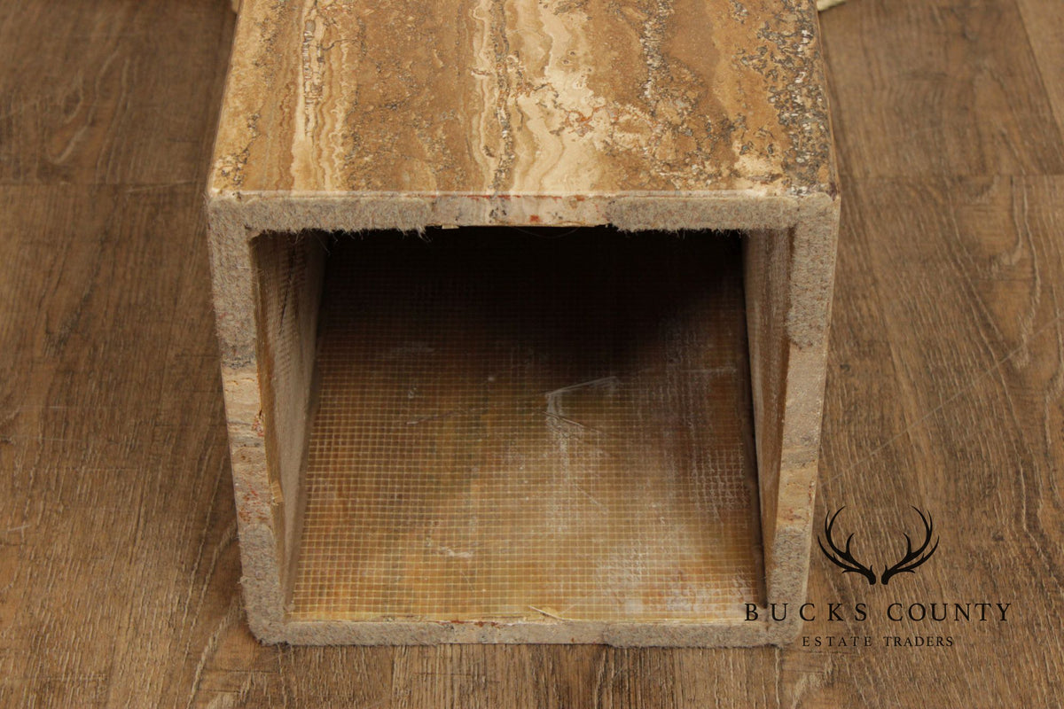 Postmodern Vintage Italian Travertine Pedestal