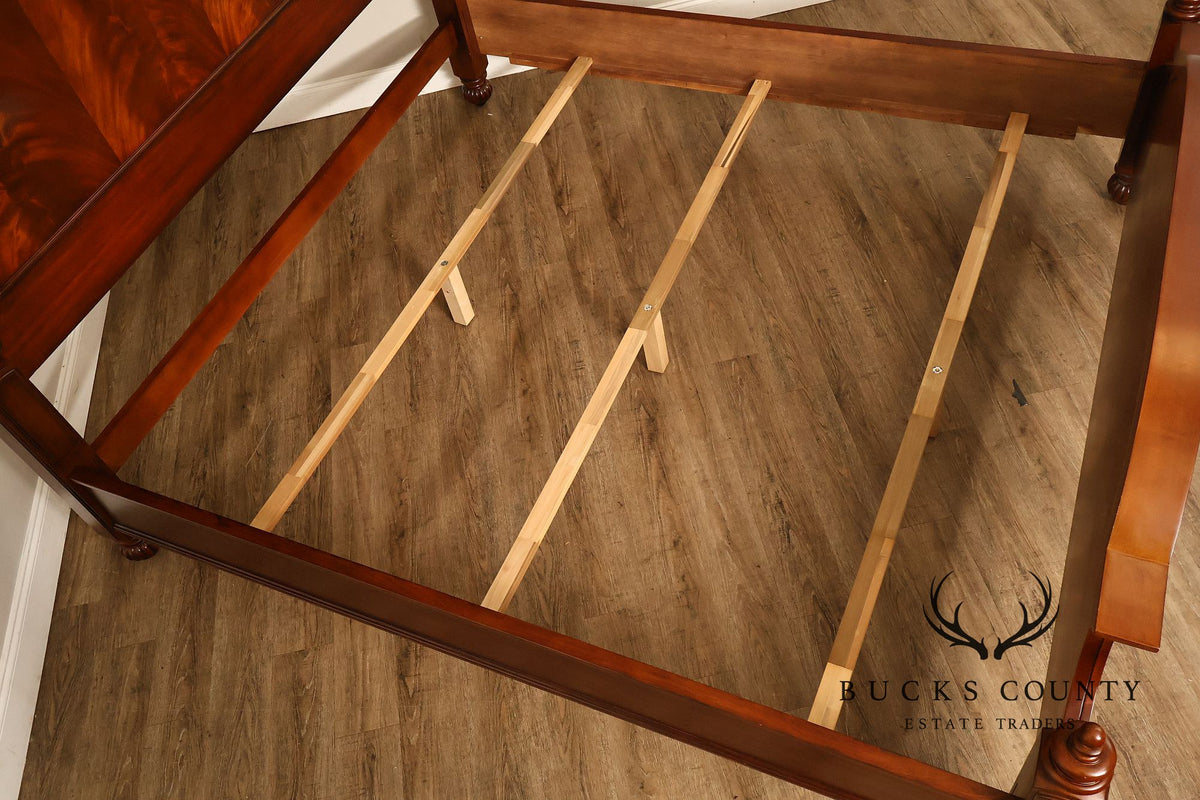 King Size Mahogany Flame Veneer Carved Bed Frame