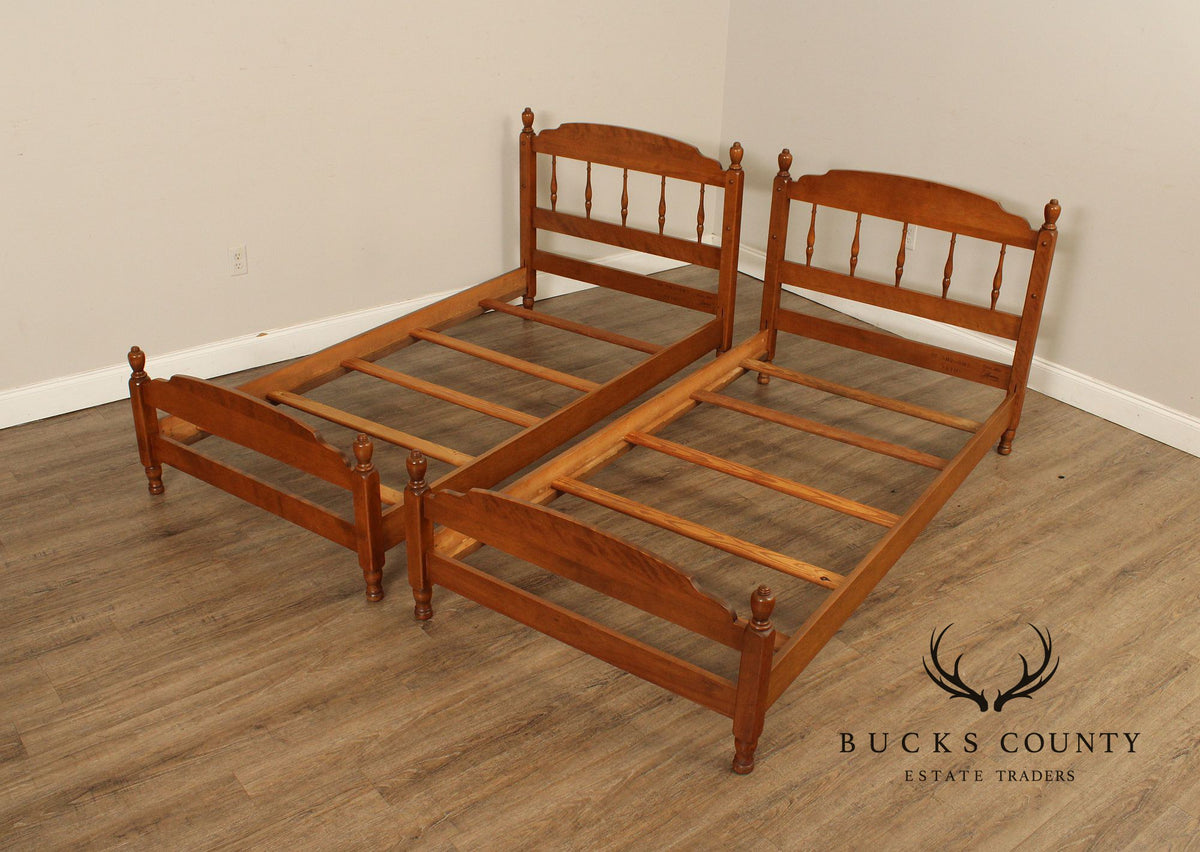 Ethan Allen Vintage Pair Of Maple Twin Size Beds