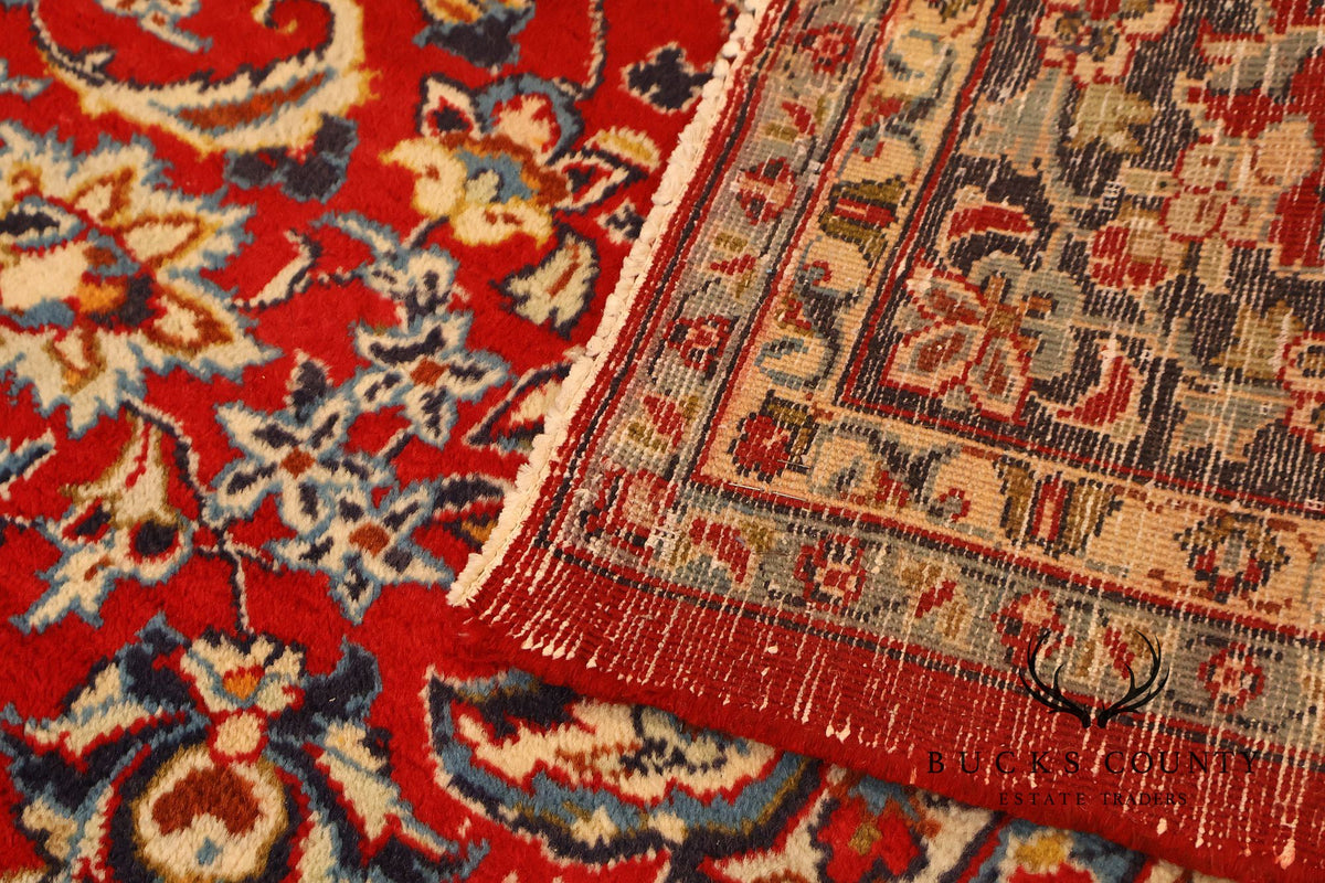 Hand Knotted Persian Style Vintage Wool Area Rug Red Field Floral Medallion