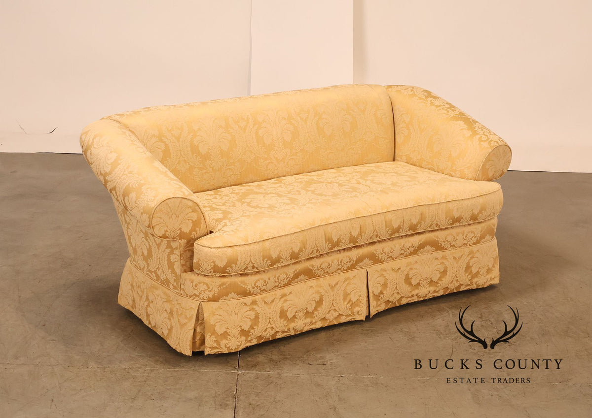Century Furniture Pair Of Gold Damask Upholstered Sofas