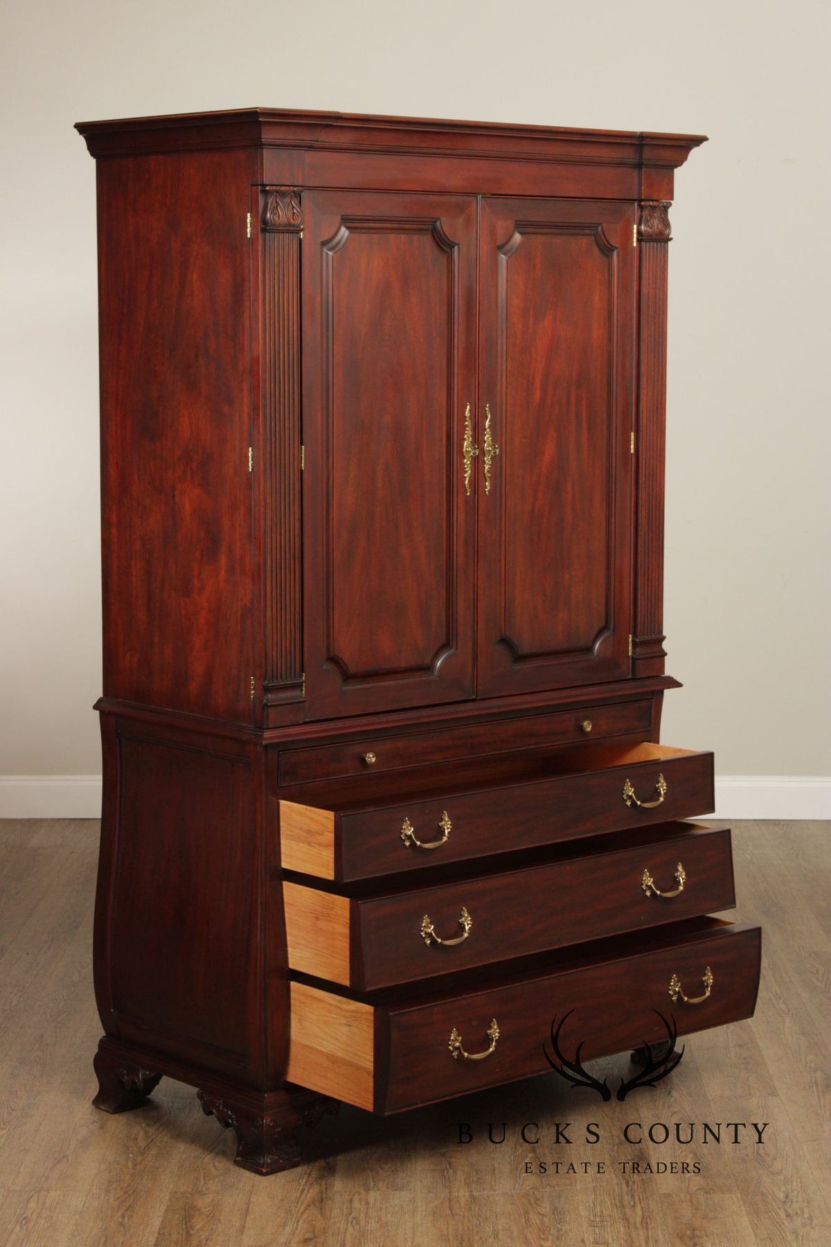 Henkel Harris Mahogany Bombe Armoire Cabinet