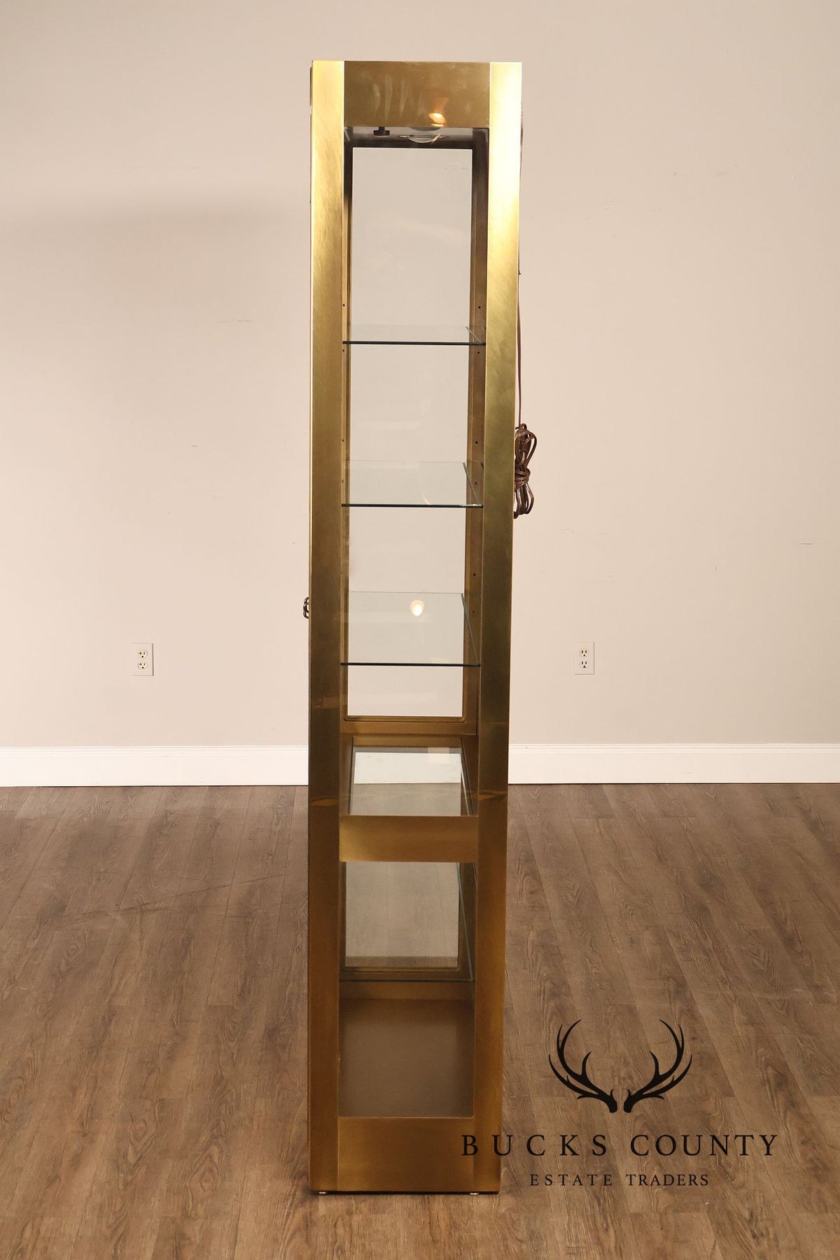 Mastercraft Mid Century Modern Brass And Glass Display Cabinet