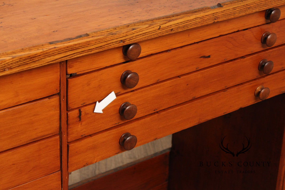 Antique Early 20th Century American Watchmaker’s Workbench With Multi Drawer Storage