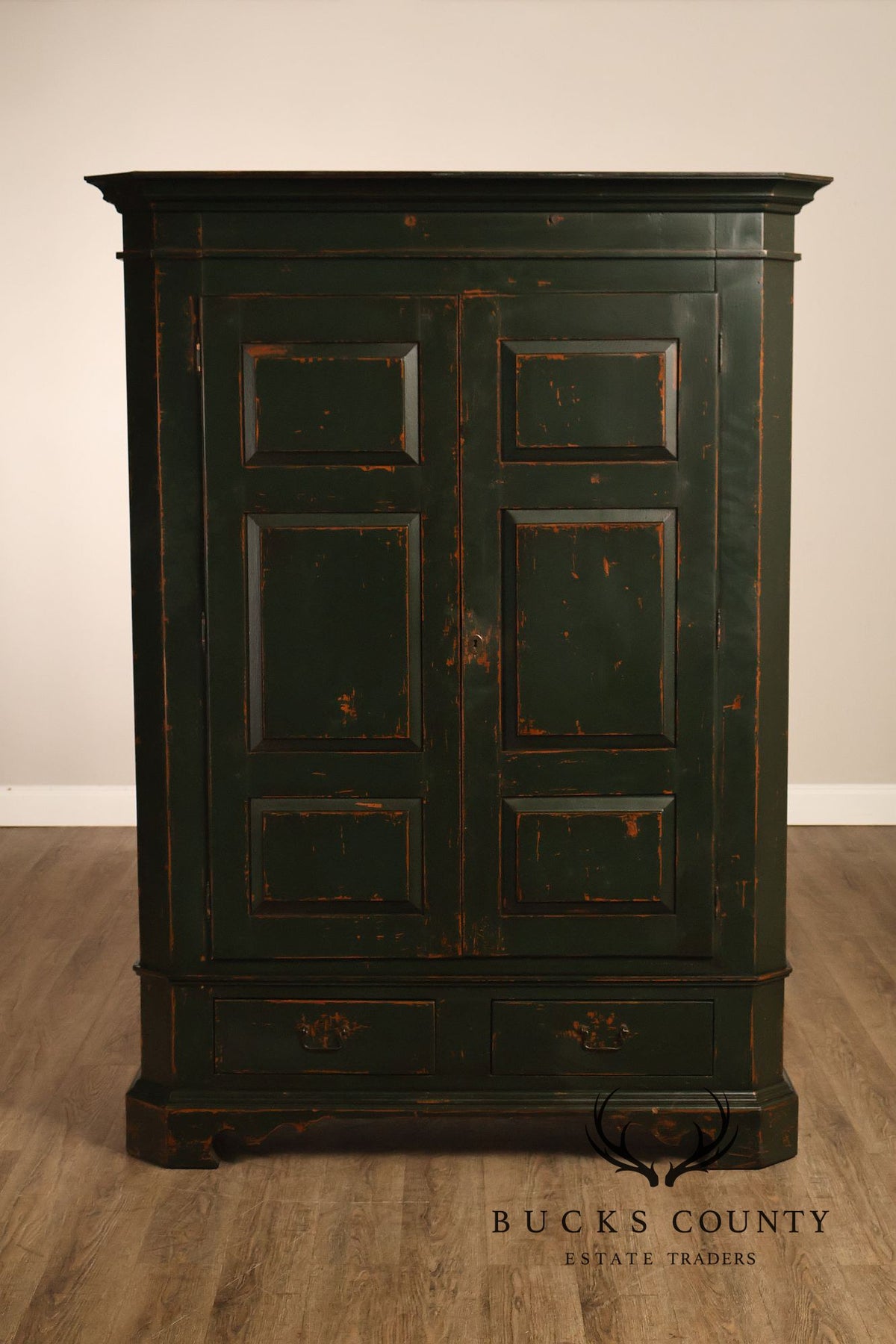 American Country Primitive Style Painted Linen Cabinet