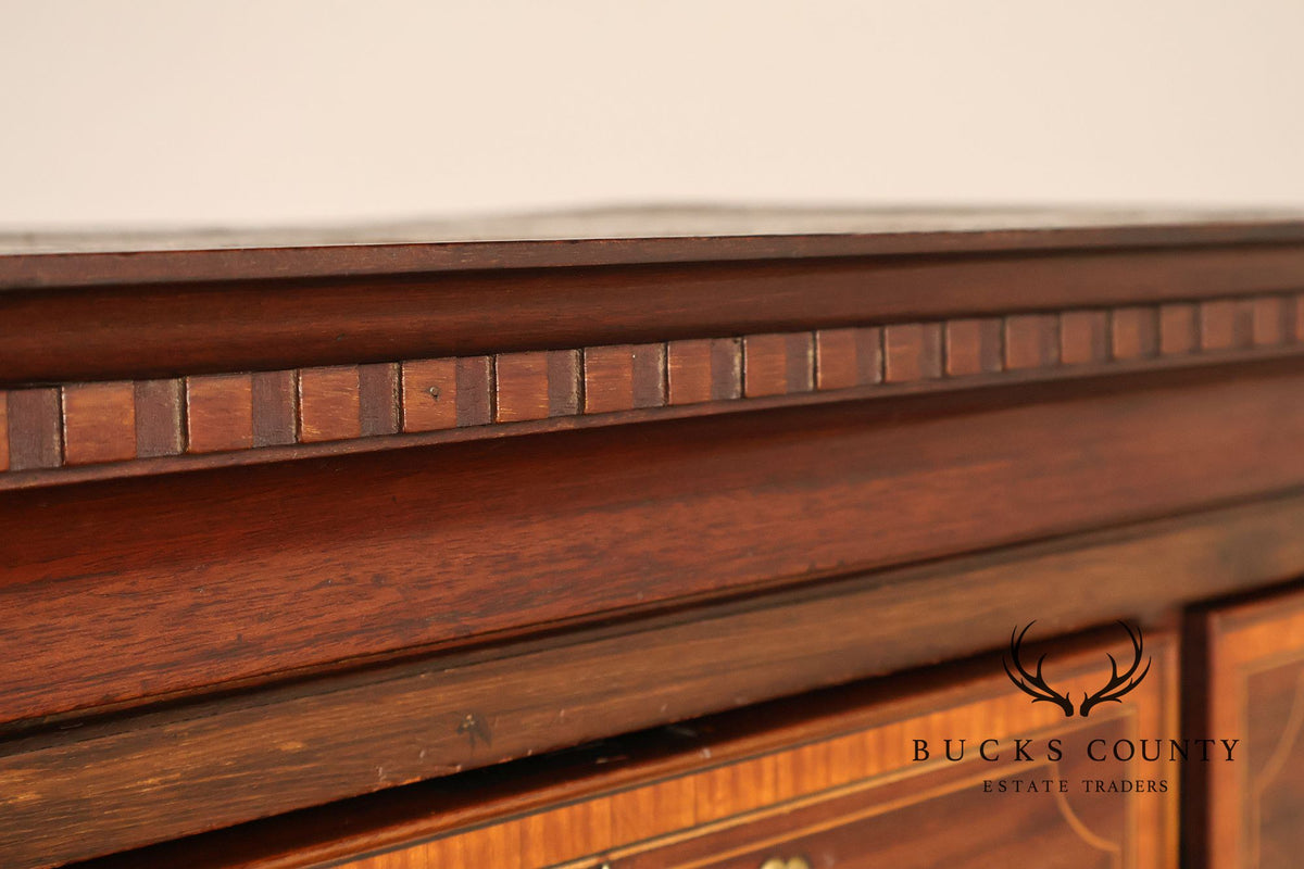 Antique Georgian Style Inlaid Mahogany Chest On Chest